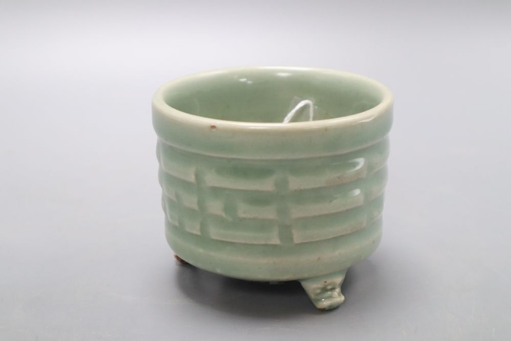 A Chinese celadon tripod censer, height 8cm